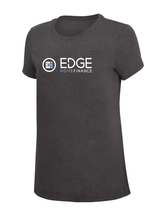 Womens Simply Soft Heather Charcoal 4.5oz  Poly/Combed Ring Spun Cotton T-Shirt w/Edge Home Finance Logo