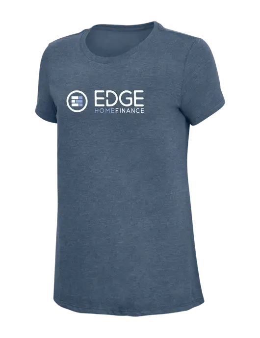 Womens Simply Soft Navy Frost 4.5oz  Poly/Combed Ring Spun Cotton T-Shirt w/Edge Home Finance Logo