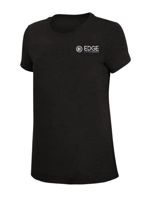 Womens Simply Soft Black 4.5oz Poly/Combed Ring Spun Cotton T-Shirt w/Edge Home Finance Logo