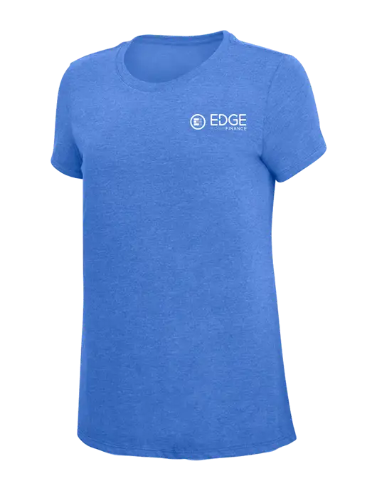 Womens Simply Soft Royal Frost 4.5oz  Poly/Combed Ring Spun Cotton T-Shirt w/Edge Home Finance Logo