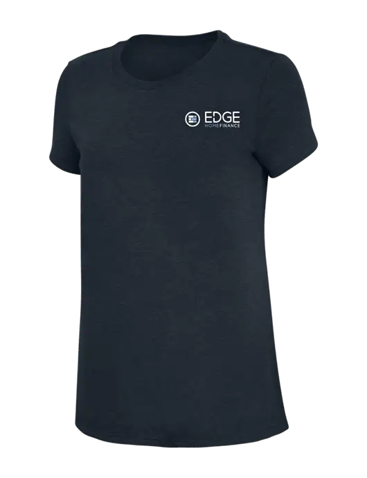 Womens Simply Soft Navy 4.5oz Poly/Combed Ring Spun Cotton T-Shirt w/Edge Home Finance Logo