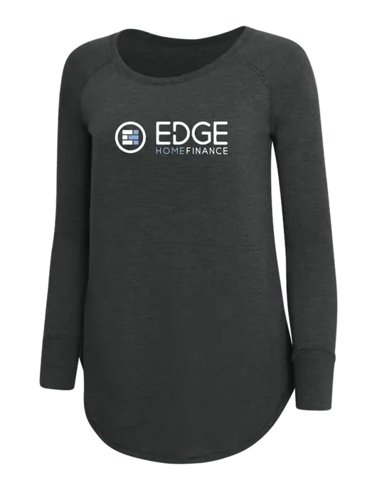 Womens Perfect Wide Collar Tunic Tri-Blend Black Frost 4.5 oz T-Shirt w/Edge Home Finance Logo
