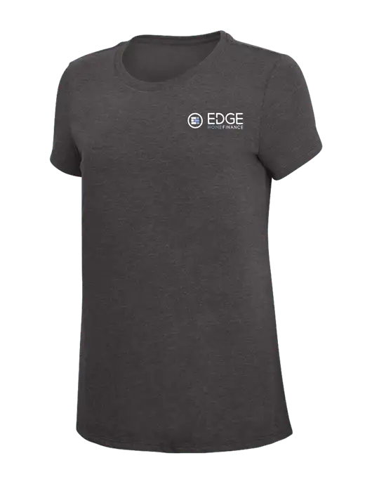 Womens Simply Soft Heather Charcoal 4.5oz  Poly/Combed Ring Spun Cotton T-Shirt w/Edge Home Finance Logo