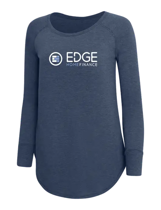 Womens Perfect Wide Collar Tunic Tri-Blend Navy Frost 4.5 oz T-Shirt w/Edge Home Finance Logo