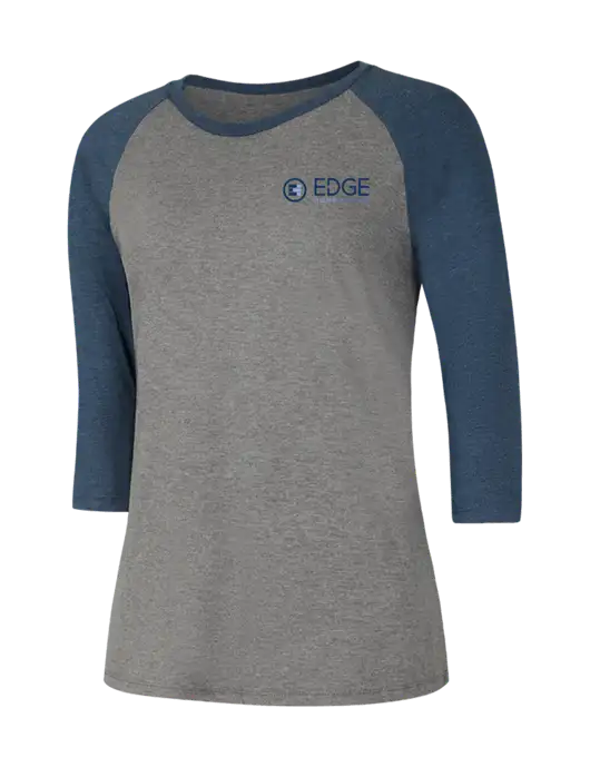 Womens Simply Soft 3/4 Sleeve Navy Frost/Grey Frost Ring Spun Cotton T-Shirt w/Edge Home Finance Logo
