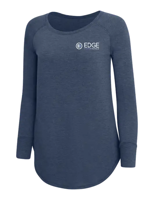 Womens Perfect Wide Collar Tunic Tri-Blend Navy Frost 4.5 oz T-Shirt w/Edge Home Finance Logo