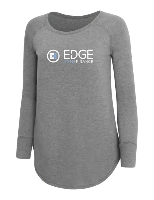 Womens Perfect Wide Collar Tunic Tri-Blend Grey Frost 4.5 oz T-Shirt w/Edge Home Finance Logo