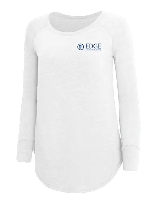 Womens Perfect Wide Collar Tunic Tri-Blend White 4.5 oz T-Shirt w/Edge Home Finance Logo