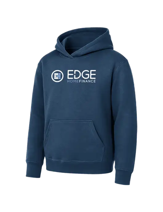 Youth Navy 7.8 oz Pullover Hooded Sweatshirt w/Edge Home Finance Logo