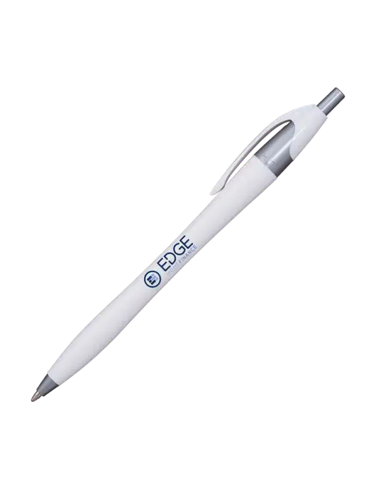 Novella White/Silver Shimmer Pen - Blue Ink w/Edge Home Finance Logo