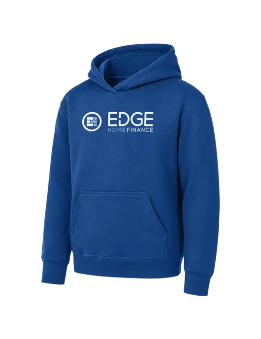 Youth Royal 7.8 oz Pullover Hooded Sweatshirt w/Edge Home Finance Logo