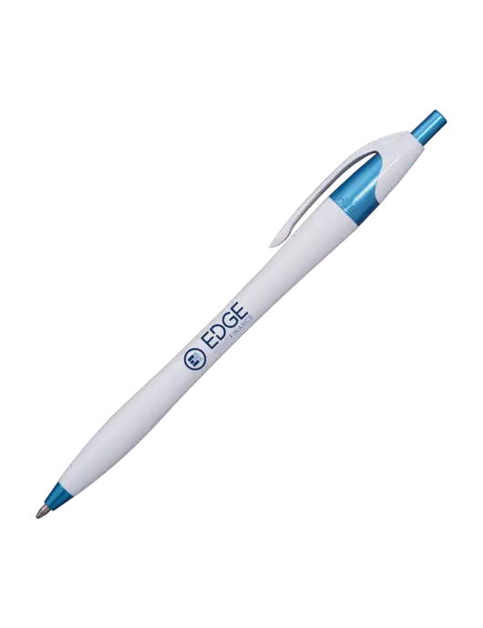 Novella White/Blue Shimmer Pen - Blue Ink w/Edge Home Finance Logo