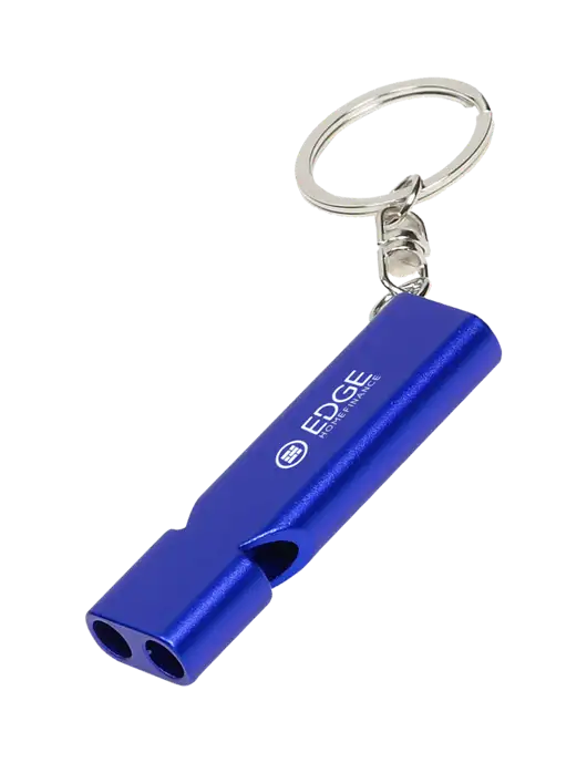 Quick Alert Blue Safety Whistle w/Edge Home Finance Logo