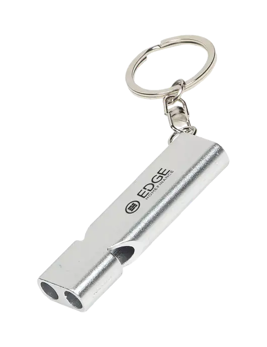 Quick Alert Silver Safety Whistle w/Edge Home Finance Logo