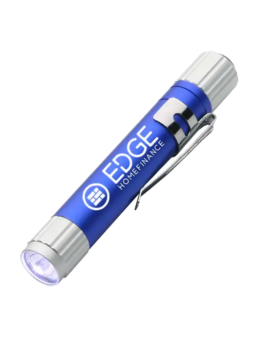 Blue Aluminum LED Penlight w/Edge Home Finance Logo