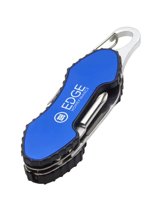 Blue 6 in 1 Tool with Carabiner w/Edge Home Finance Logo
