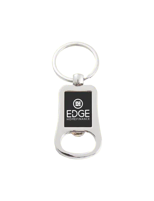 Silver & Black Bottle Opener Keychain w/Edge Home Finance Logo