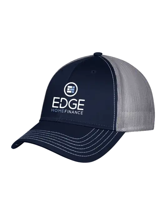 Navy & Grey Mesh Trucker Cap Snap Back w/Edge Home Finance Logo