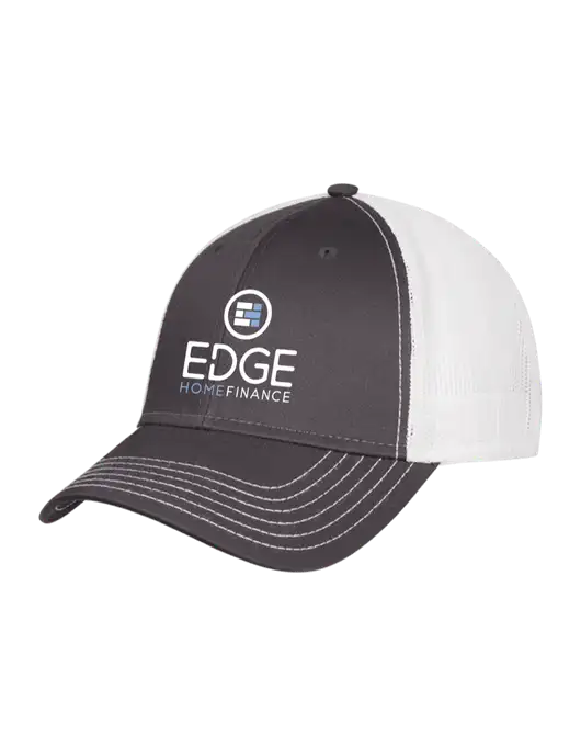 Dark Grey/White Mesh Trucker Cap Snap Back w/Edge Home Finance Logo