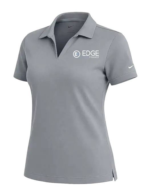 NIKE Medium Grey Womens Dri-Fit Micro Pique Polo w/Edge Home Finance Logo