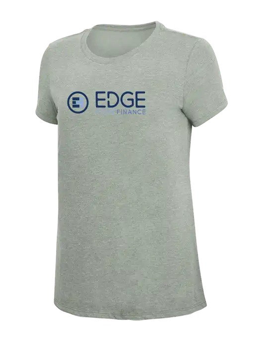 Womens Simply Soft Heathered Light Grey 4.5oz Poly/Combed Ring Spun Cotton T-Shirt w/Edge Home Finance Logo