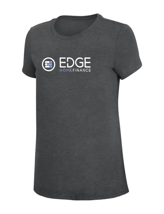 Womens Simply Soft Charcoal 4.5oz Poly/Combed Ring Spun Cotton T-Shirt w/Edge Home Finance Logo