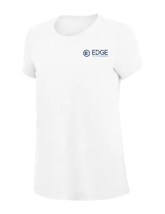 Womens Simply Soft White 4.5oz Poly/Combed Ring Spun Cotton T-Shirt
 w/Edge Home Finance Logo