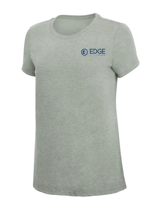 Womens Simply Soft Heathered Light Grey 4.5oz Poly/Combed Ring Spun Cotton T-Shirt w/Edge Home Finance Logo