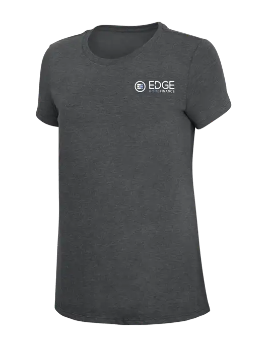 Womens Simply Soft Charcoal 4.5oz Poly/Combed Ring Spun Cotton T-Shirt w/Edge Home Finance Logo