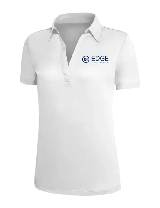 White Silk Touch Womens Performance Polo w/Edge Home Finance Logo