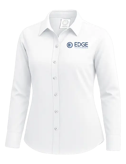 Brooks Brothers Womens White Wrinkle-Free Stretch Nailhead Shirt w/Edge Home Finance Logo