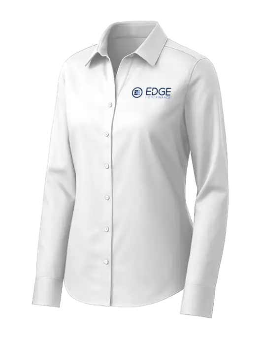Brooks Brothers Womens White Wrinkle-Free Stretch Pinpoint Shirt w/Edge Home Finance Logo