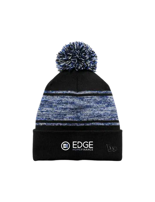New Era Black/Royal Knit Chilled Pom Beanie w/Edge Home Finance Logo