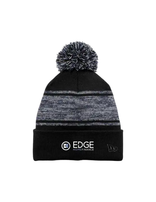 New Era Black/Navy Knit Chilled Pom Beanie w/Edge Home Finance Logo
