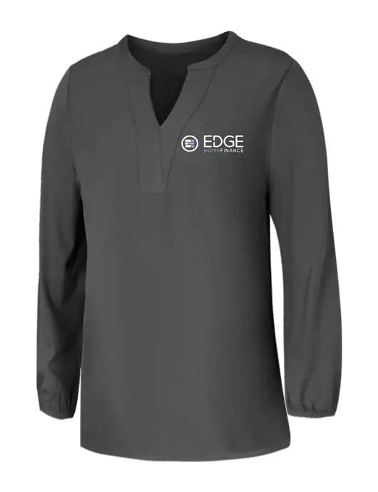 Mercer+Mettle Womens Dark Grey Stretch Crepe 3/4 Sleeve Blouse w/Edge Home Finance Logo