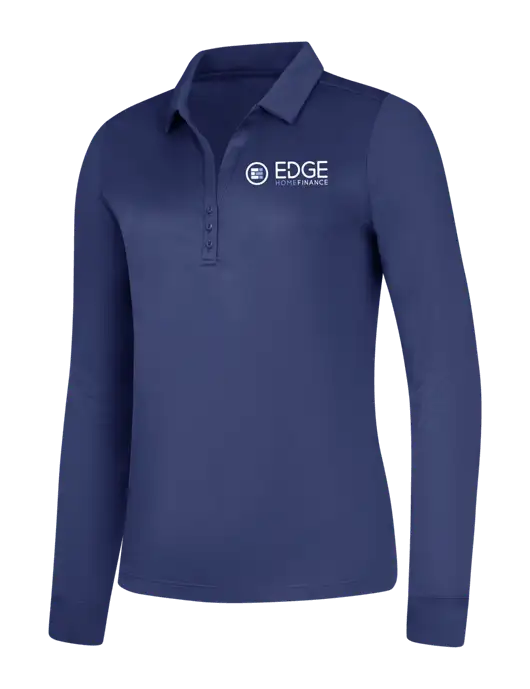 Womens Dark Royal Silk Touch Performance Long Sleeve Polo w/Edge Home Finance Logo