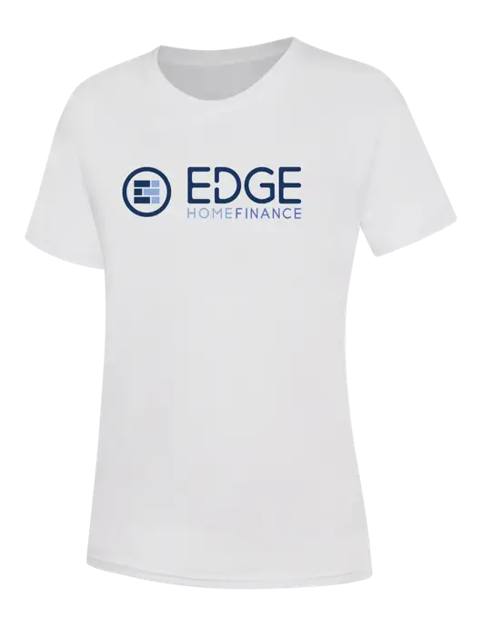 Womens White Core Blend Tee w/Edge Home Finance Logo