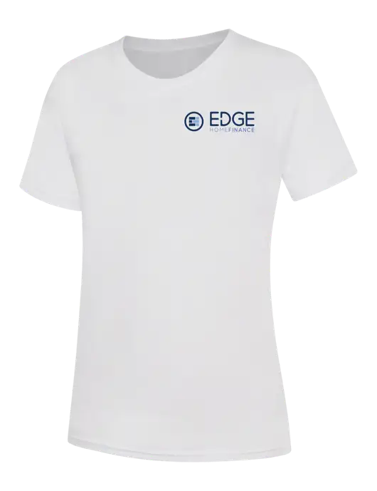 Womens White Core Blend Tee w/Edge Home Finance Logo