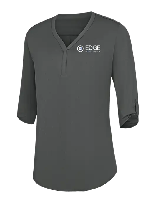 Womens Dark Grey City Stretch 3/4-Sleeve Tunic w/Edge Home Finance Logo