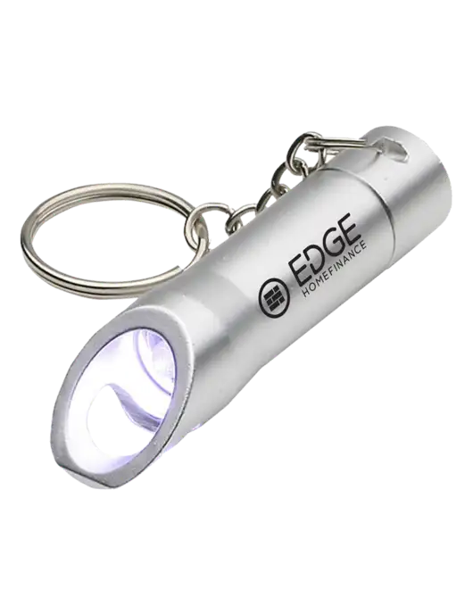 Silver Pocket LED Flashlight with Bottle Opener & Keychain w/Edge Home Finance Logo