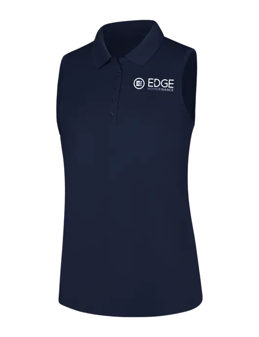 Womens Navy Dry Zone UV Micro-Mesh Sleeveless Polo w/Edge Home Finance Logo