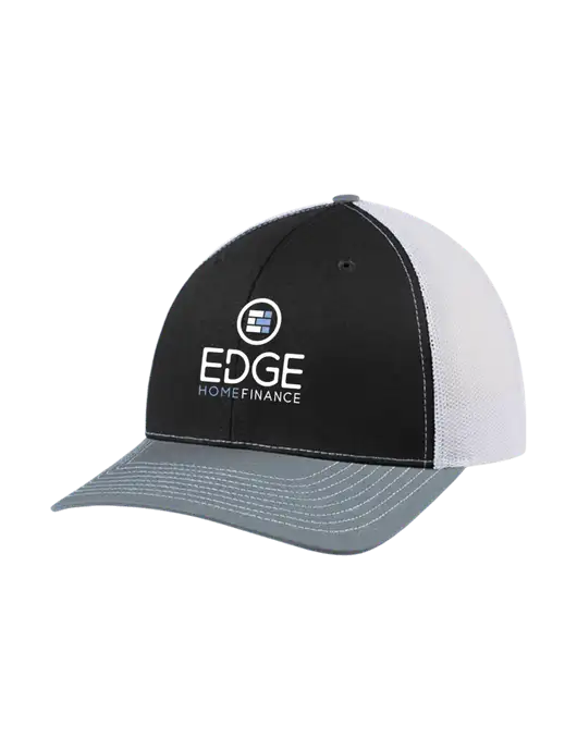 Richardson Adjustable Snapback Original 112 Trucker Cap Black/Light Heather Grey/White Mesh w/Edge Home Finance Logo