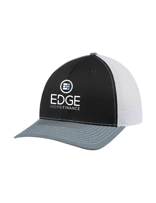 Richardson Adjustable Snapback Original 112 Trucker Cap Black/Light Heather Grey/White Mesh w/Edge Home Finance Logo