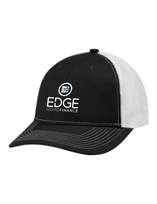 Snapback Ponytail Trucker Cap Black w/White Mesh w/Edge Home Finance Logo
