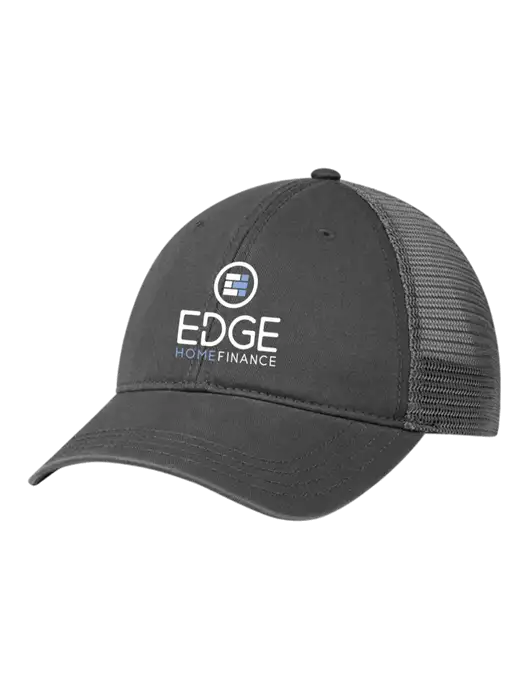 Richardson 111 Garment Washed Trucker Cap Charcoal w/Charcoal Mesh w/Edge Home Finance Logo