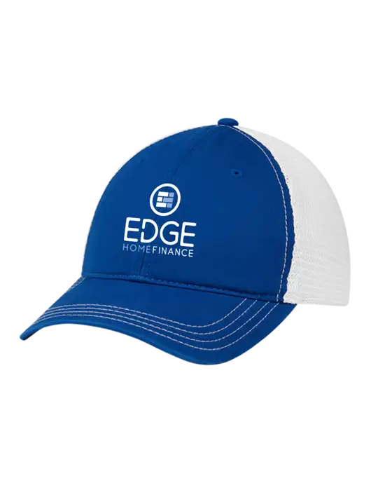 Richardson 111 Garment Washed Trucker Cap Royal w/White Mesh w/Edge Home Finance Logo
