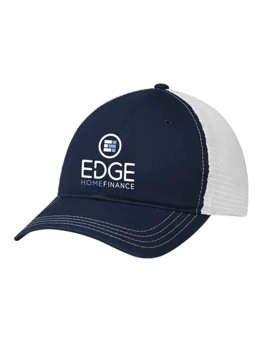 Richardson 111 Garment Washed Trucker Cap Navy w/White Mesh w/Edge Home Finance Logo