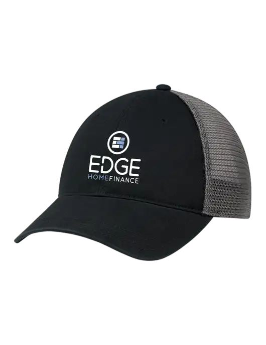 Richardson 111 Garment Washed Trucker Cap Black w/Charcoal Mesh w/Edge Home Finance Logo