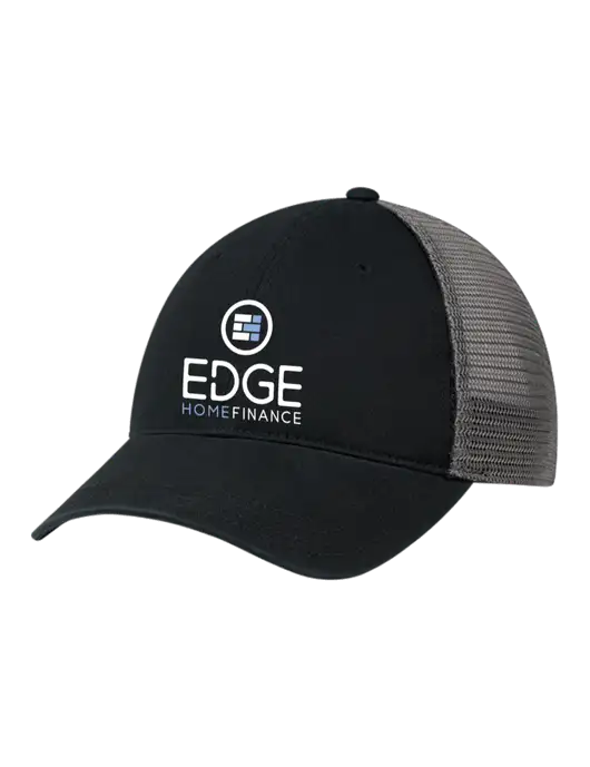 Richardson 111 Garment Washed Trucker Cap Black w/Charcoal Mesh w/Edge Home Finance Logo