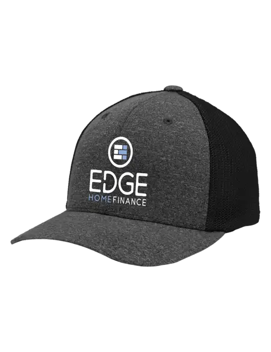 Flexfit Black/Dark Charcoal Heather Melange Mesh Back Trucker Cap w/Edge Home Finance Logo